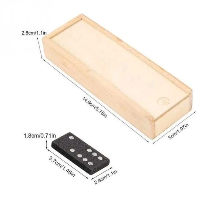 KAYU Toy Domino Wooden Gaple Wood Box Domino Game Board Durable Contents 28