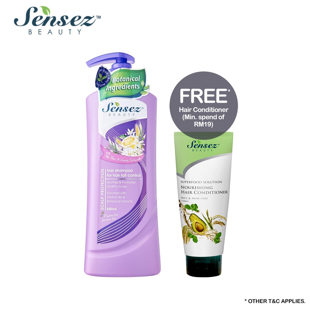 Free Conditioner] Sensez Beauty Scalp Protection Hair Fall Control Shampoo  Tea Tree Lemon 680ml | Shopee Malaysia