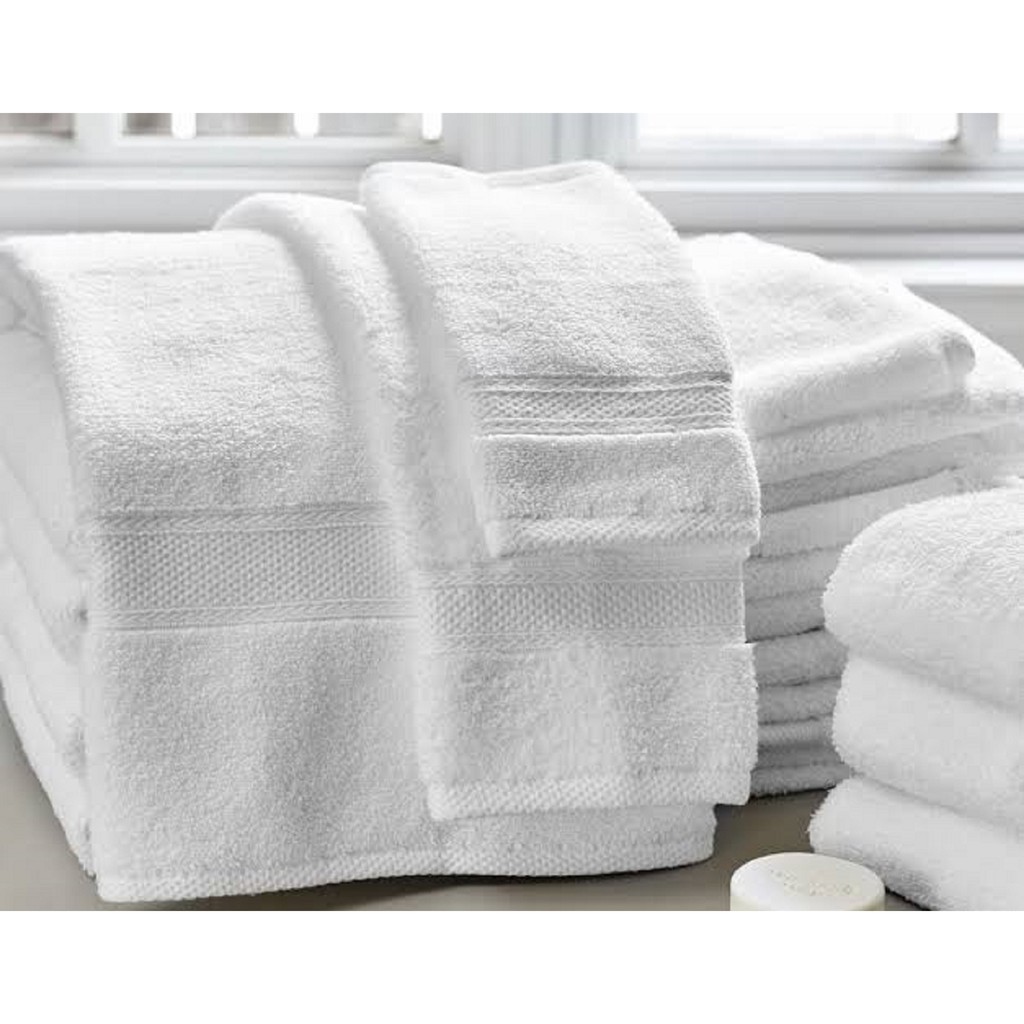 White Hotel Bath Towel with Genuine Quality - 100٪ Egyptian Cotton - Adult Size 27*54