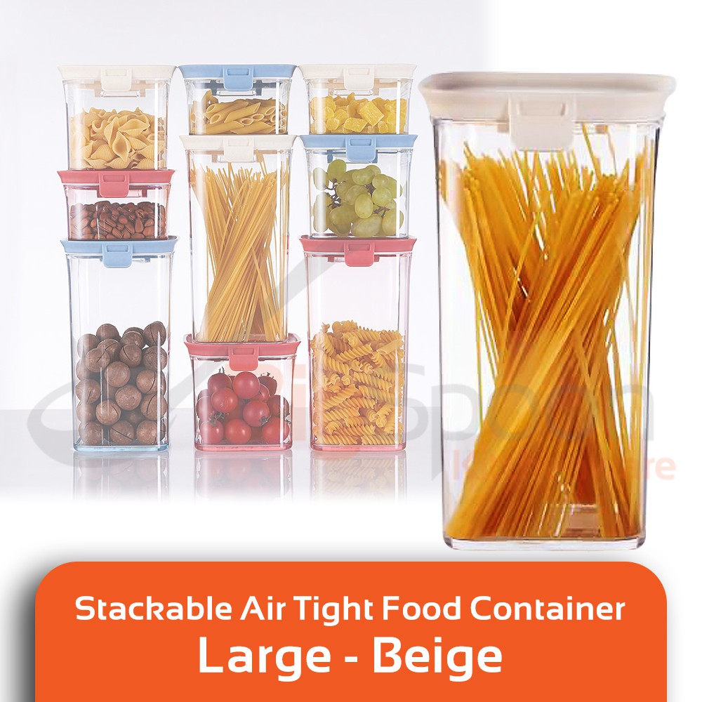 BIGSPOON Stackable Tight Seal Food Container Kitchen Organizer Clear Plastic Storage Fridge Sealed Jar Bekas Kedap Udara