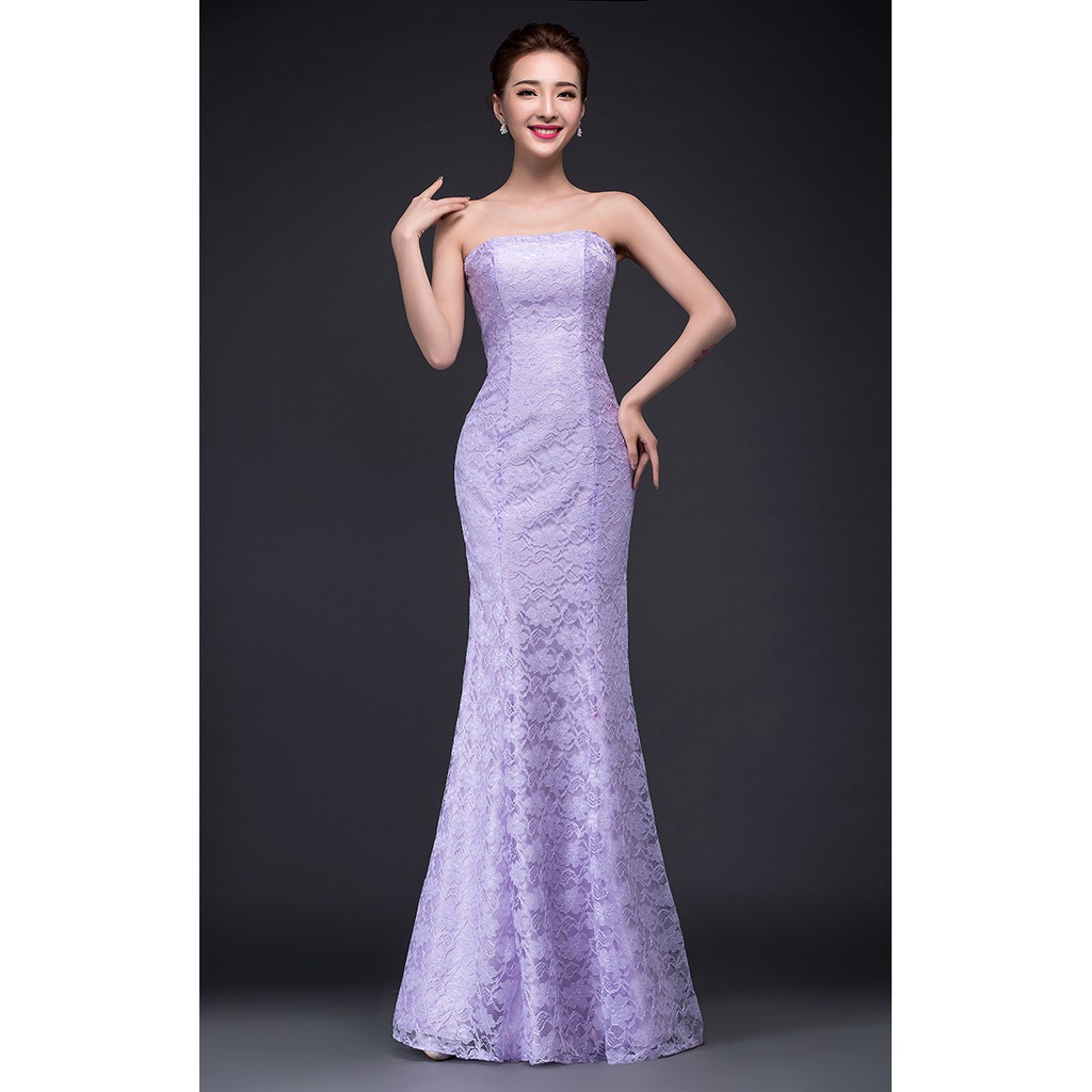 purple fishtail dress