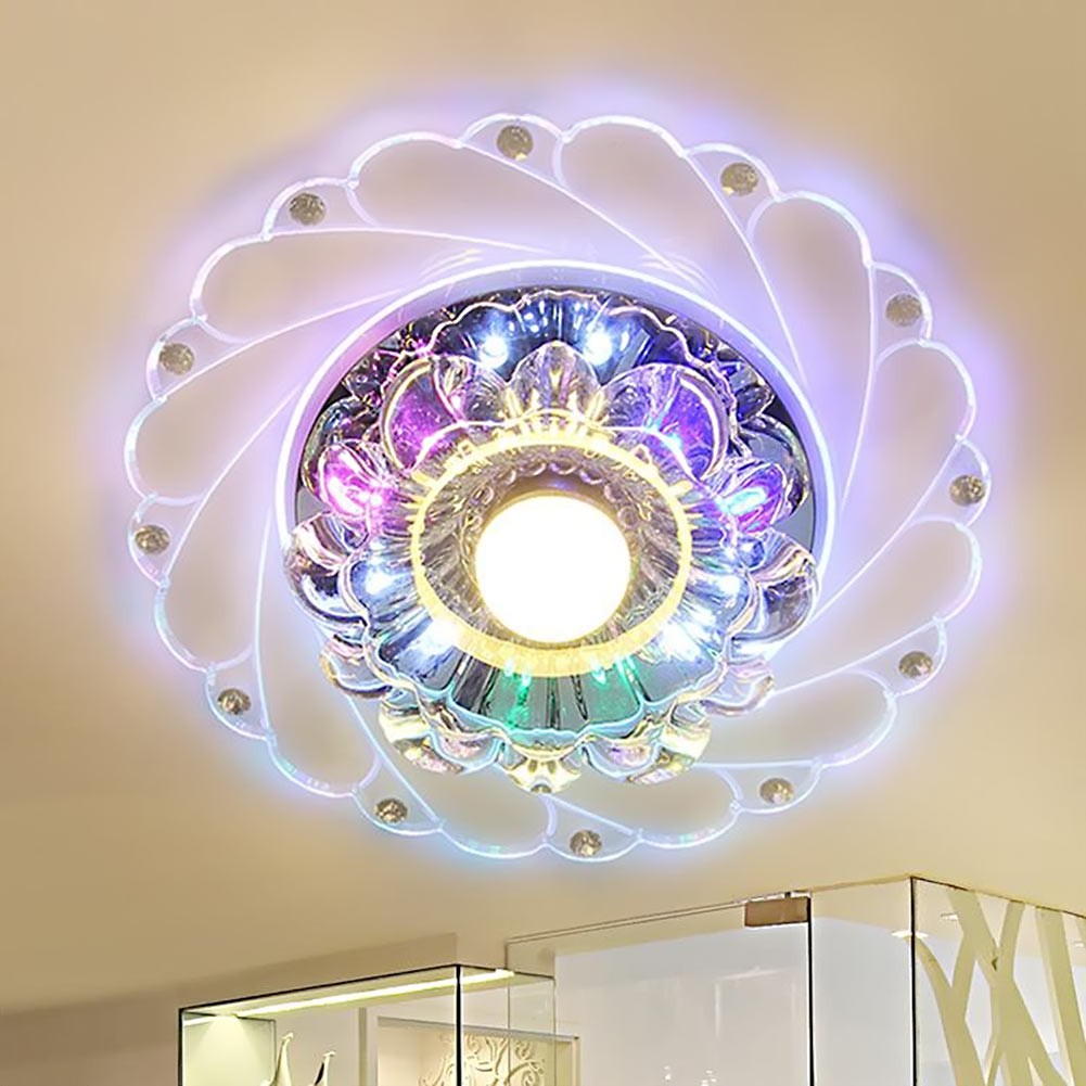 Peacock Style Crystal Ceiling Lights Led 3w Round Aisle Lighting