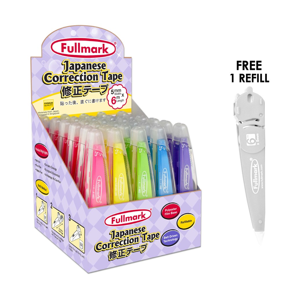 Fullmark Correction Tape Gift Box 30 pcs + FREE 1x Refill 5mmX6m each