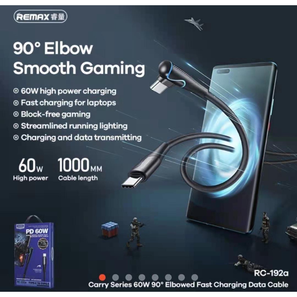 PD 60W Type C to Type C to Iphone Lightning REMAX RC-192a Rc-192i CARRY 20W 90° ELBOW FAST CHARGING Gaming DATA CABLE | Shopee Malaysia