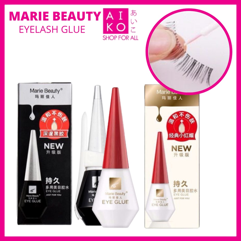 (AIKO) GUM BULU MATA/EYELASH GLUE/GLUE BULU MATA/MARIE BEAUTY EYELASH GLUE EYE GLUE 24 HRS WATERPROOF BLACK / WHITE