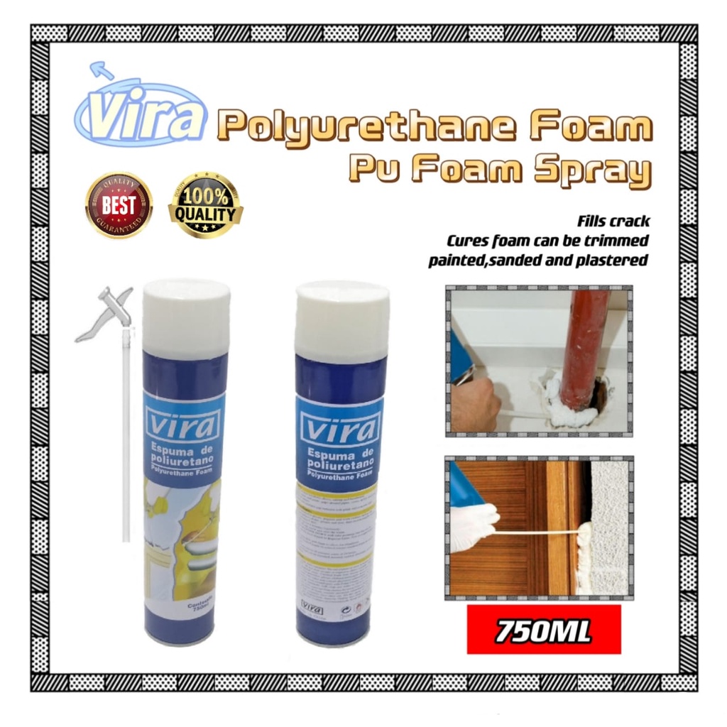 Pu Form VIRA Polyurethane Foam Spray 750ml Insulation Foam Filler Crack ...