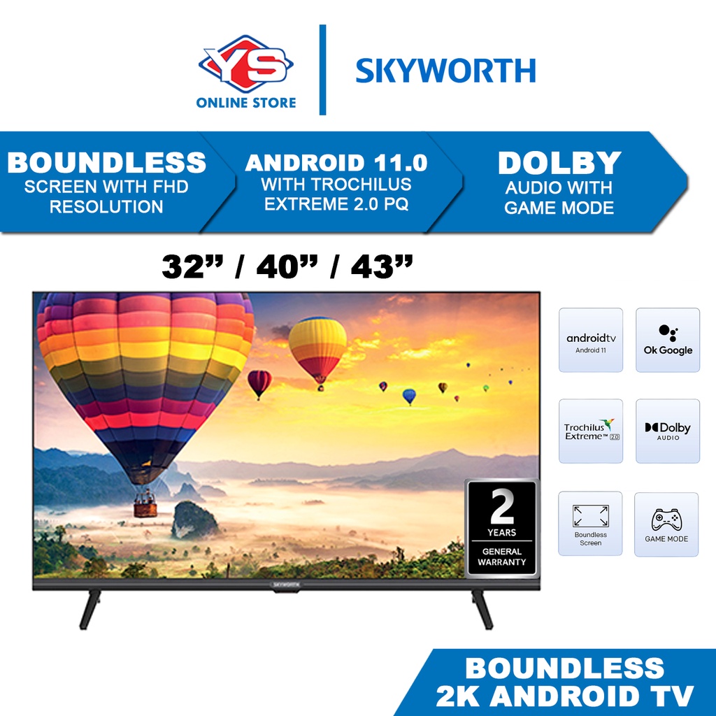 Skyworth FHD 32 40 43 Inch Android IOS Boundless LED Smart TV with ...