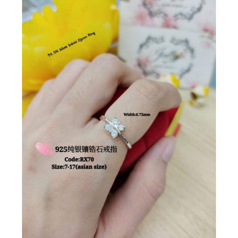 925Silver stone ring#925纯银镶石女装戒指#cincin batu perak untuk perempuan(RX70)