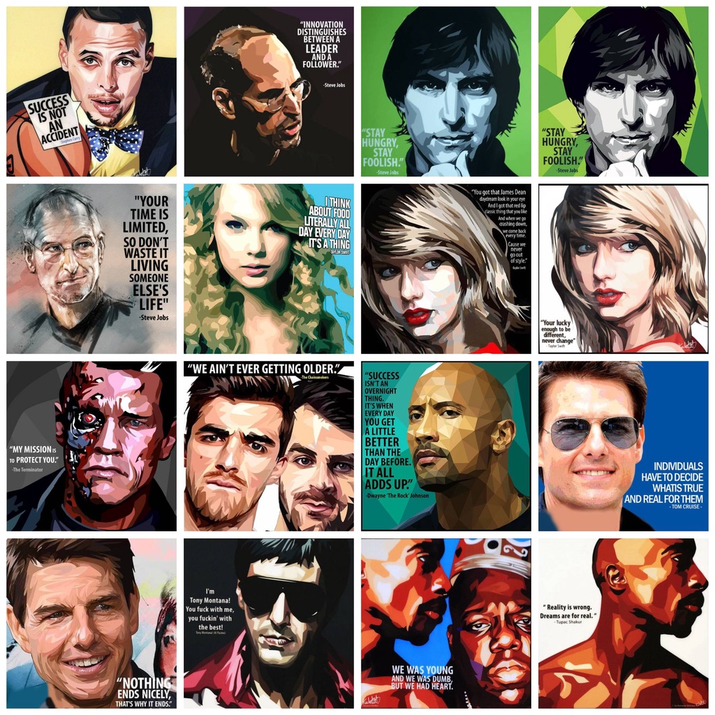 Fridge Magnet (Steve Jobs, Taylor Swift, The Rock, Terminator, Tom Cruise, Tupac, Tony Montana, S Curry, Chainsmokers)