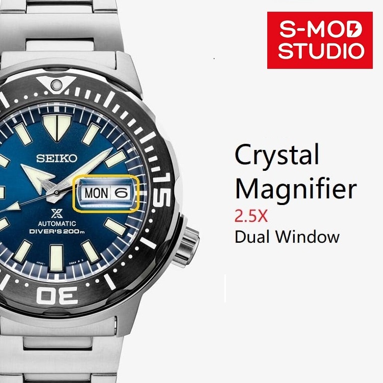 SMOD SKX007 Seiko 5 SRPD Watch Crystal Magnifier Cyclops Lens Dual