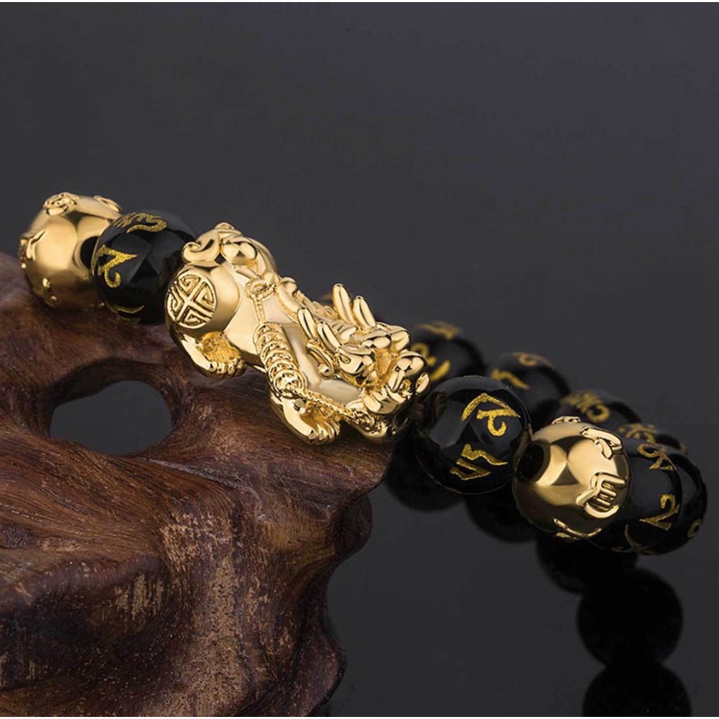 Gelang Feng Shui Golden Mani Mantra Gelang Obsidian Kekayaan Gelang Shopee Malaysia