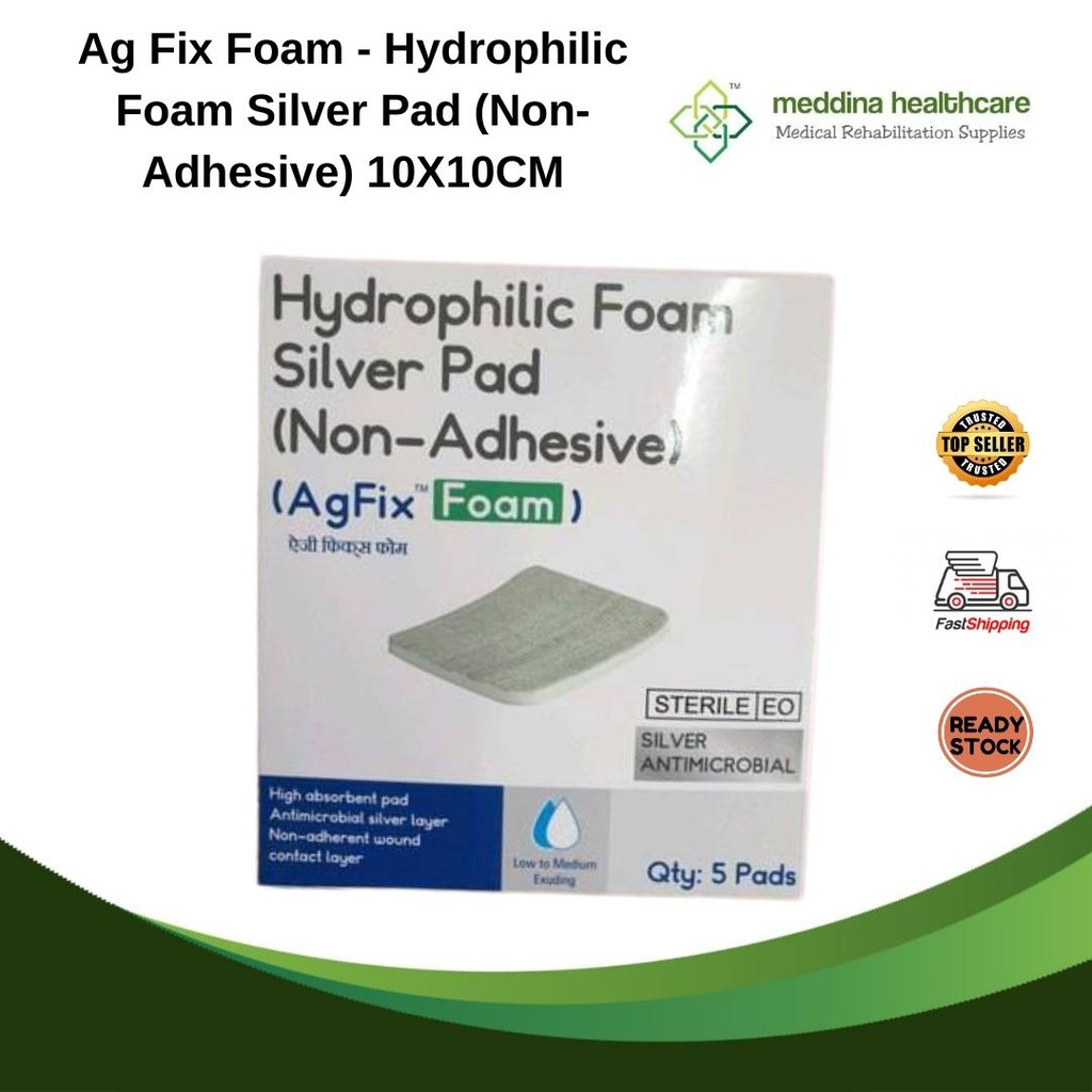 MEDDINA Ag Fix Foam Hydrophilic Foam Silver Pad (NonAdhesive