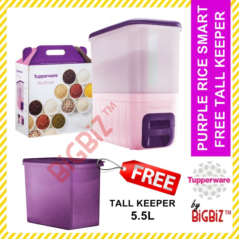 TUPPERWARE Purple Rice Smart / Bekas Beras 10KG FREE Tall Keeper 5.5L