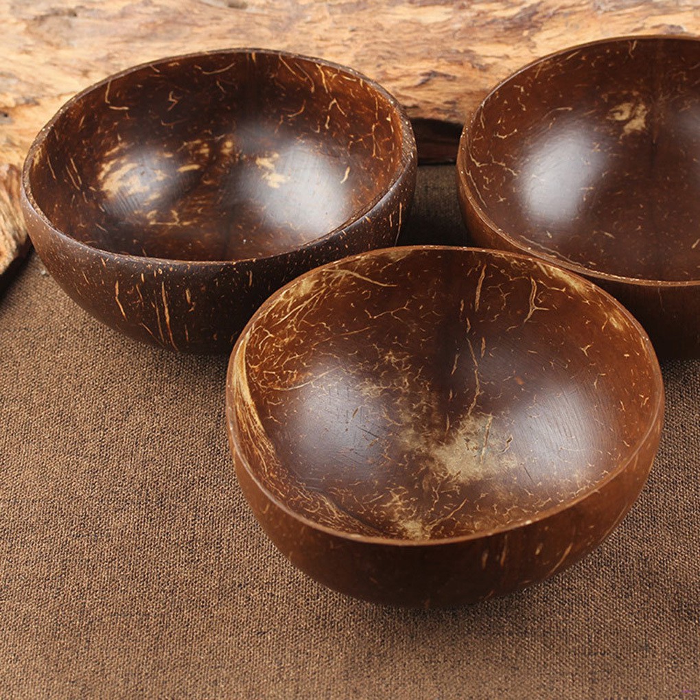 Natural Coconut Bowl Eco-friendly Soup Salad Noodle Rice Bowl Wooden Fruit Container Handicraft Kitchenware huiteni