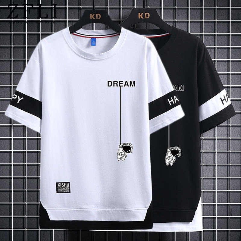 现货假两件男士短袖t恤潮牌夏季休闲半袖男体恤冰丝速干五分中袖衣服休闲衣服时尚上衣T恤[Ready Stock] Fake Two-Piece Men's Short-Sleeved T-Shirt Street Wear Summer Casual Half-Sleeved Men's T-Shirt Ice Silk Quick-Drying Half-Sleeved