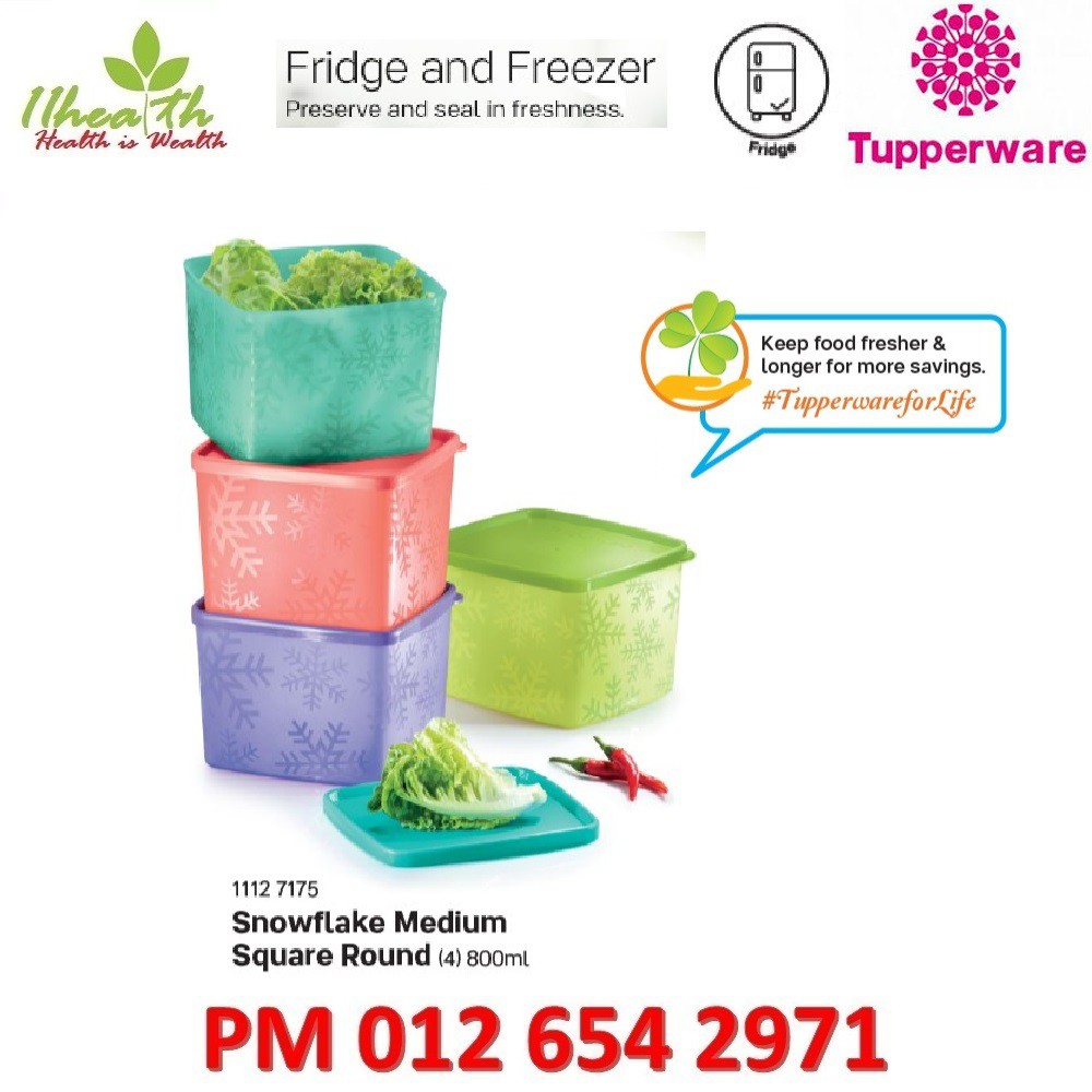 Tupperware Snowflake Medium Square Round 800ml Fridge & Freezer