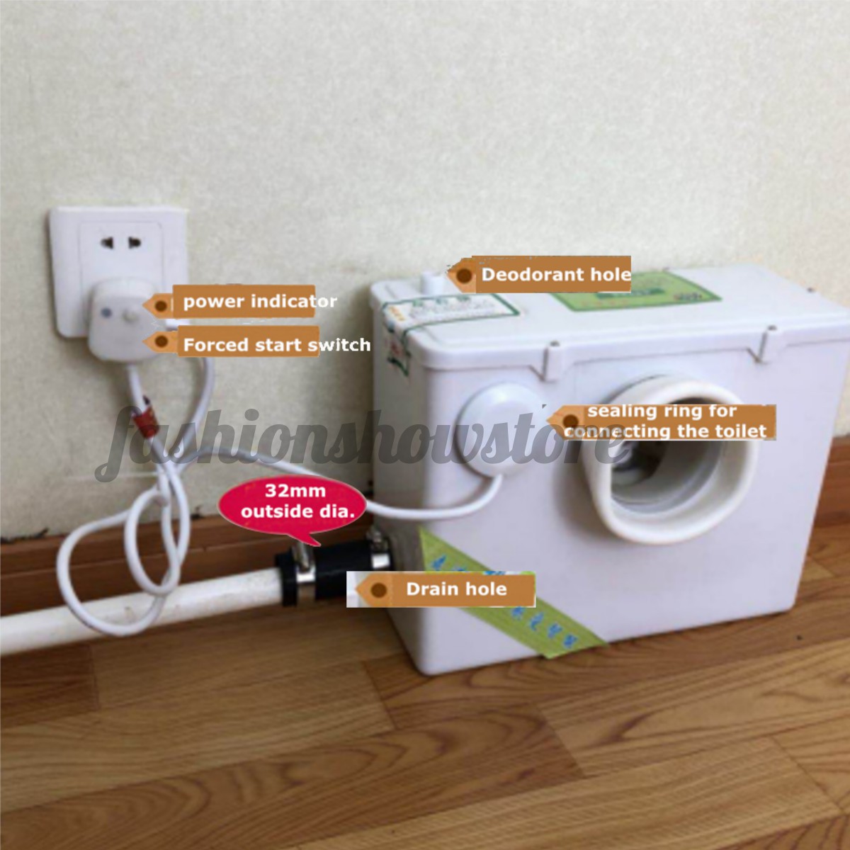 Lower Left Outlet Sanitary Macerator Waste Water Pump Auto Disposal Crush New