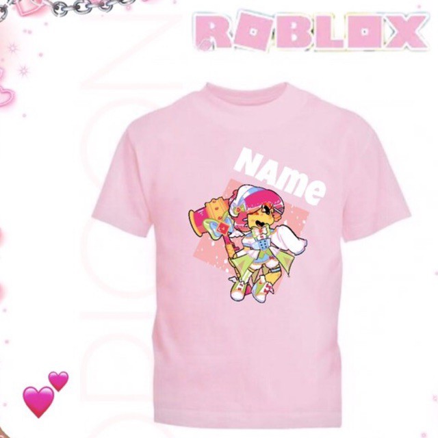 Roblox Tee Cute Girl Cartoon Character Noob Game Girl To A Magical Girl Colorful Cute Pink Tshirt Full Cotton Print Name Shopee Malaysia - cute pink t shirt roblox girl