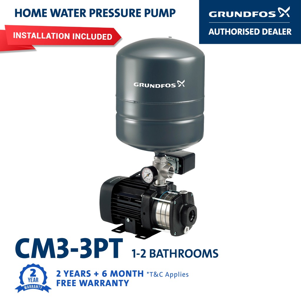 Grundfos Automatic Home Pressure Booster Water Pump With Pressure Tank