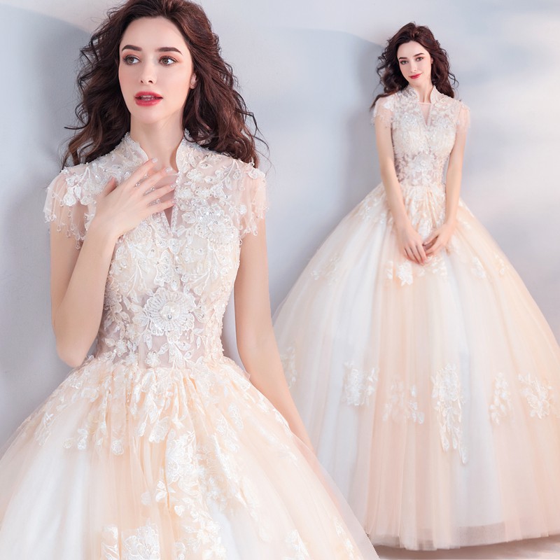 Xs 3xl White Collared Old Style Fairy Tale Puffy Luxury Bridal