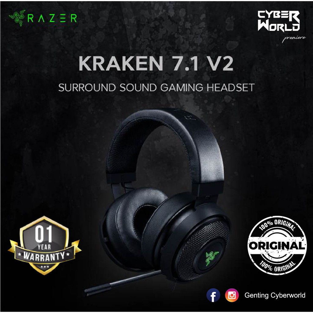 Razer Kraken 7 1 V2 Gunmetal Digital Usb Headset Shopee Malaysia