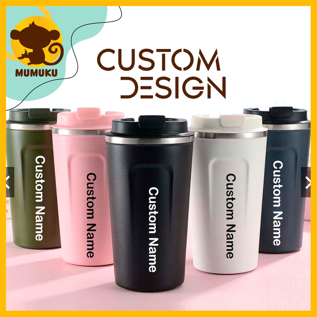 Laser Korean Custom Mug Flask Coffee Mug Travel Office Home Vacuum Thermos Stainless Steel 304 Leak Proof