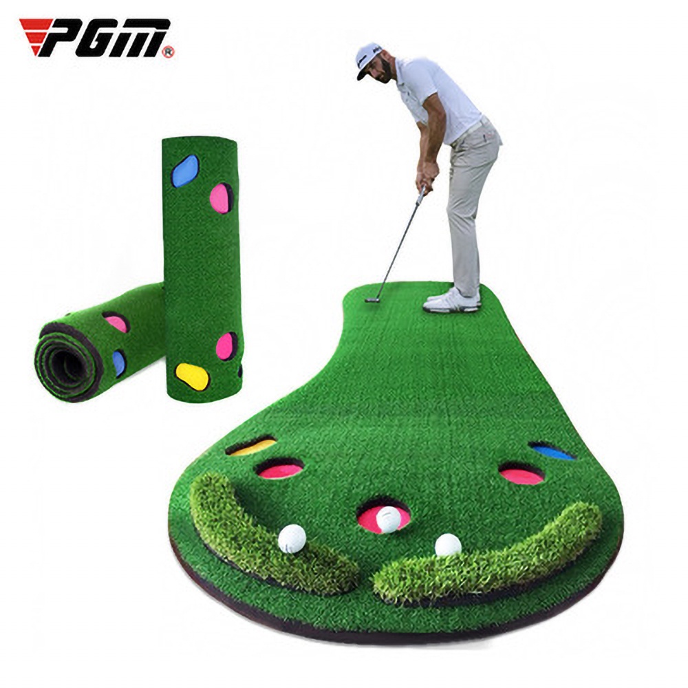 PGM 300Cm*90Cm Golf Mat Golf Putting Green Indoor Practice Portable Putting Trainer Hitting Mat Golf Training Aids Office Home