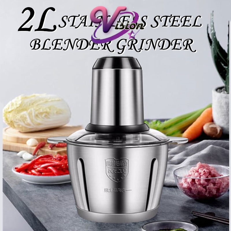 (2 LITER) Stainless Steel Mixer & Blender Food Chopper Electric Meat Grinder Food Processor Pengisar Daging Sayur