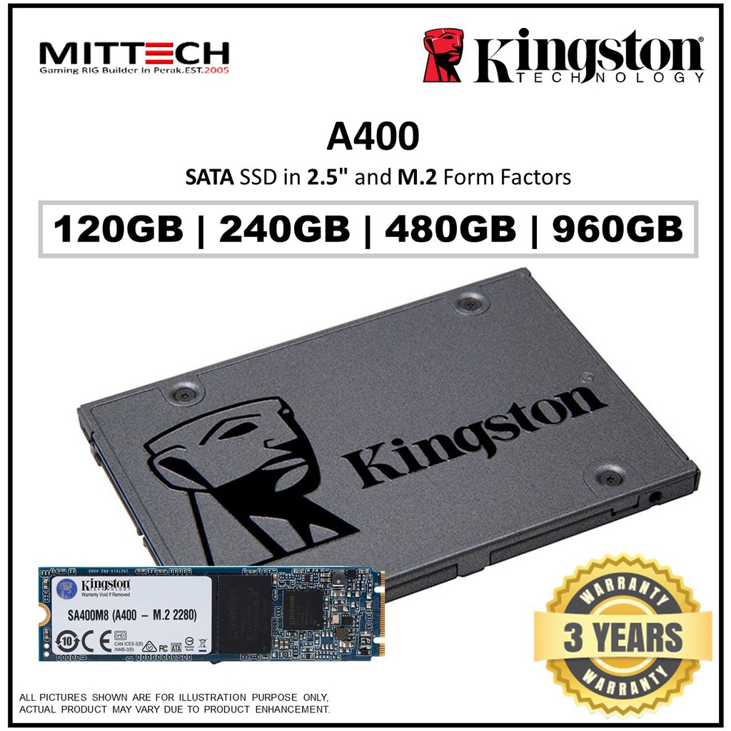 Kingston A400 Sata Ssd In 25 And M2 Form Factors A400 Shopee Malaysia 3087