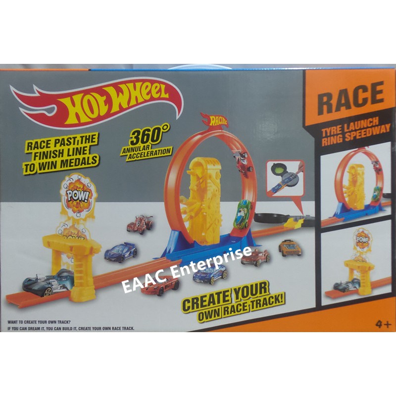 Large set Hot Wheels Alike 360 degree Speed Powerful Spin Way Track With 2 Race Cars