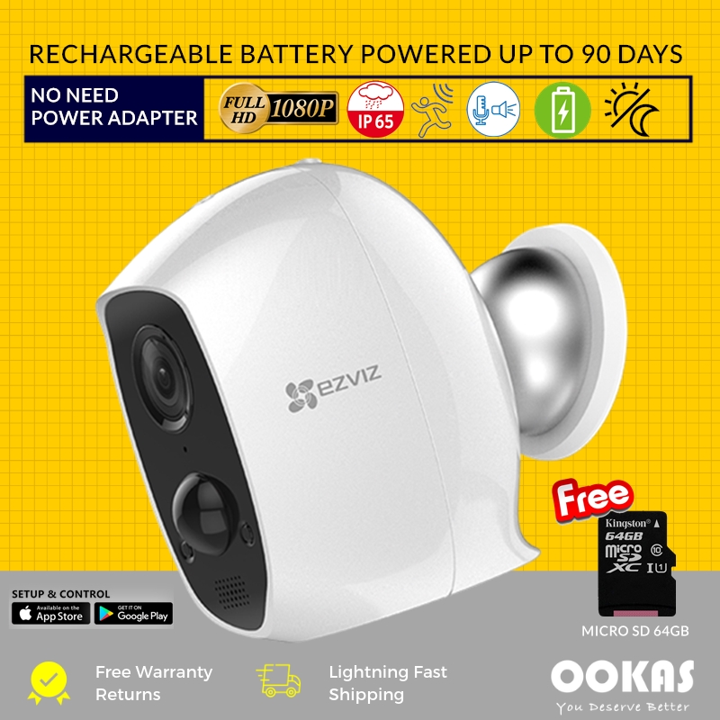 Ezviz C3A Battery Powered Outdoor/Indoor 1080P Full HD Wireless WiFi