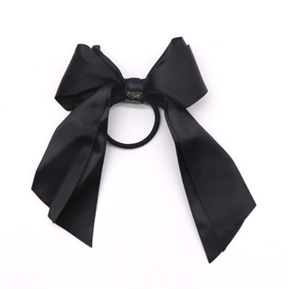 Women Scrunchie Hair Bow Satin Ribbon Hair Rubber Band Ponytail