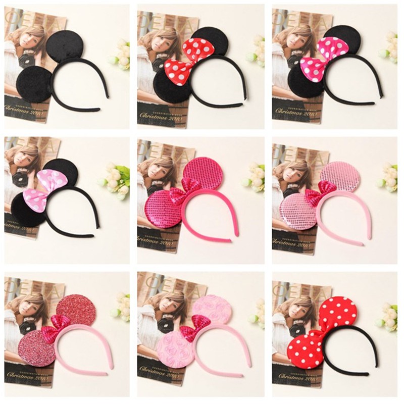 Ready Stock Minnie Mickey Mouse Headband Cute Ear Headband Bow Hair Accessories For Boy Girl Birthday Party Valentines Head Decoration Gifts Toys