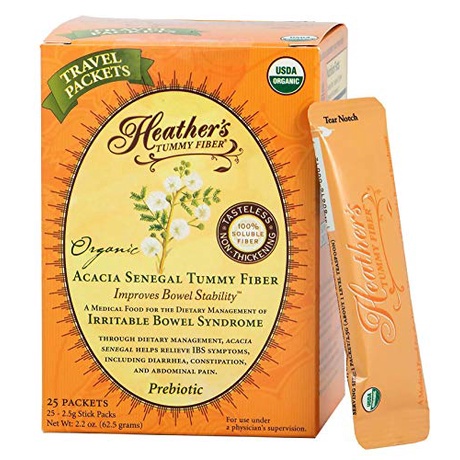 Heather's Tummy Fiber Organic Acacia Senegal Packets for IBS, 25 Count