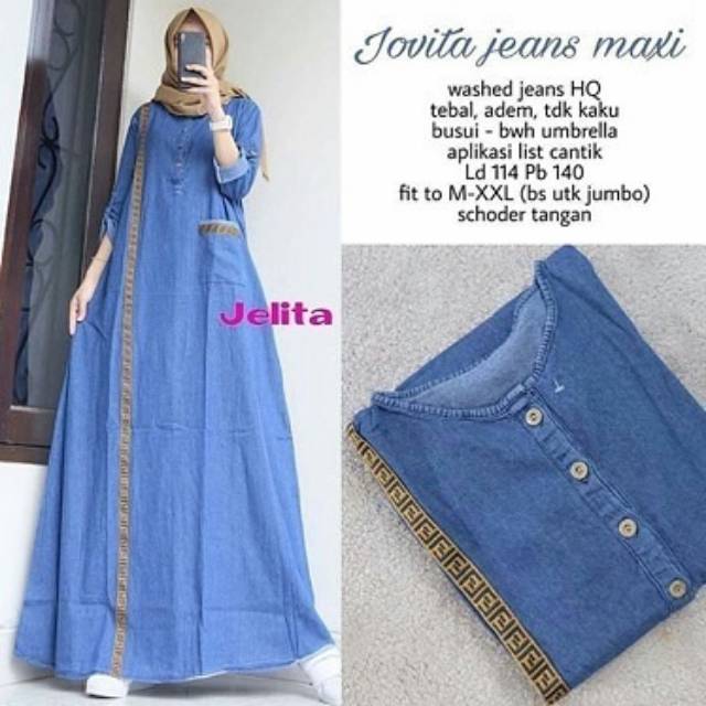 Jovita Jeans Maxy Wd Dress Jeans Gamis Jeans Gamis Teen Shopee Malaysia