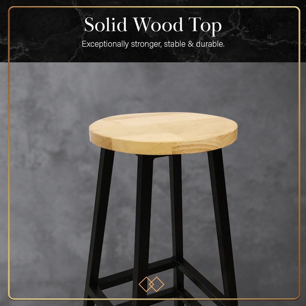 FINSSO: Dante Bar Stool High Foot Round Stool