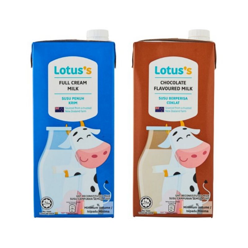 LOTUS'S / TESCO Full Cream Milk UHT / Chocolate Flavoured Milk UHT / Susu Penuh Krim / Susu