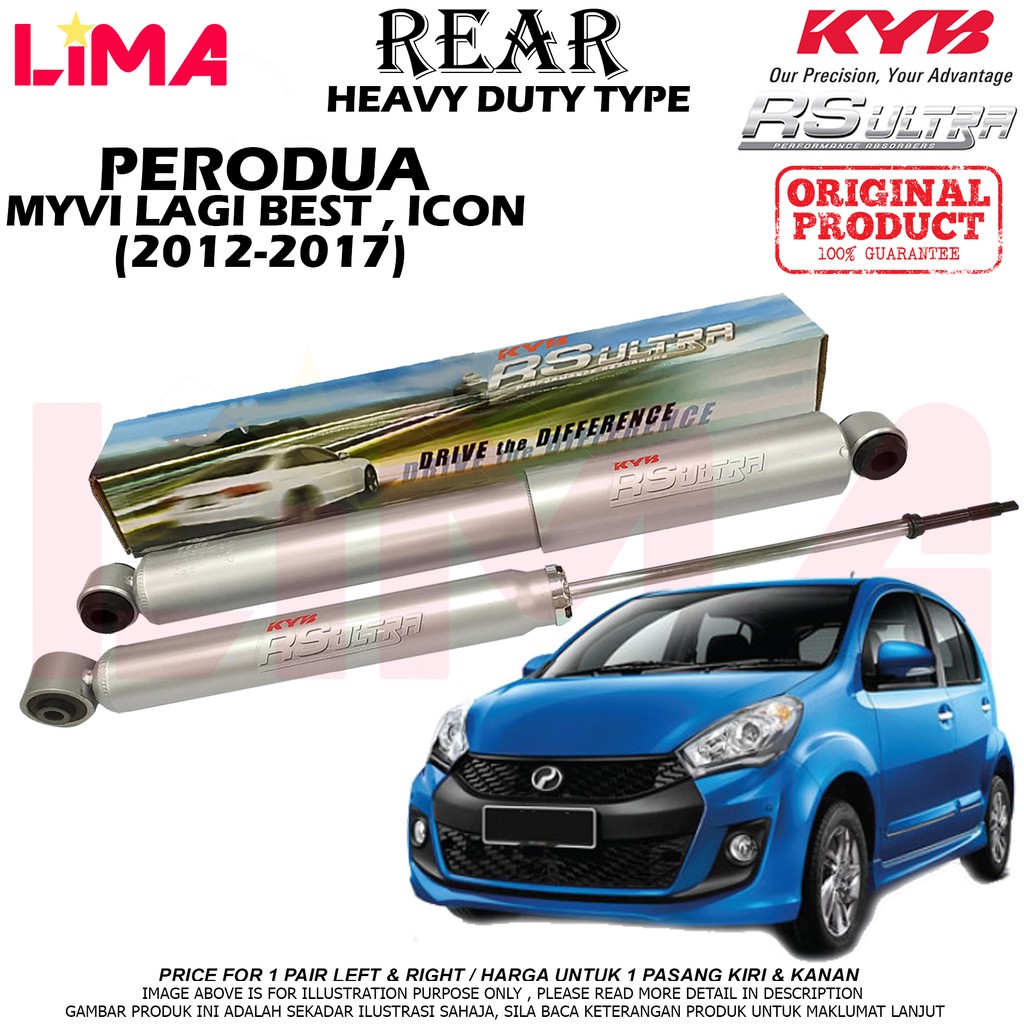 Perodua Myvi Lagi Best Myvi Icon Rear Shock Absorber Rs Ultra 1set Heavy Duty Kayaba Kyb Original 2012 2017 Shopee Malaysia