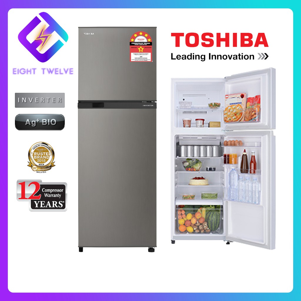 Toshiba Fridge 2 Door 252l Gra 28 Peti Sejuk Inverter Shopee Malaysia