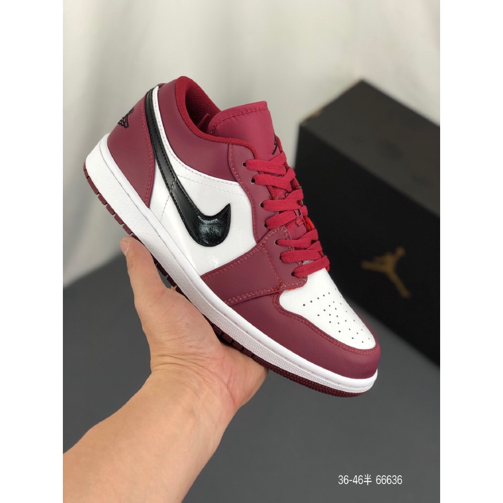 Original Nike Air Jordan 1 Low Noble Red Sneakers Shoes For Men And Women Shoes Shopee Malaysia