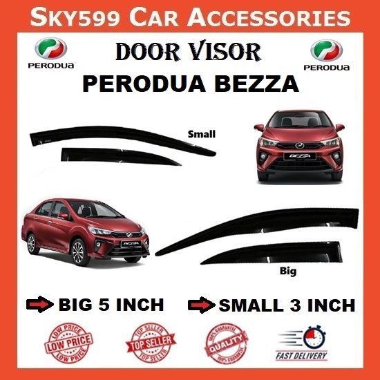 Perodua Bezza 20132021 3inch & 5inch Door Visor /air press【1set 4 Door