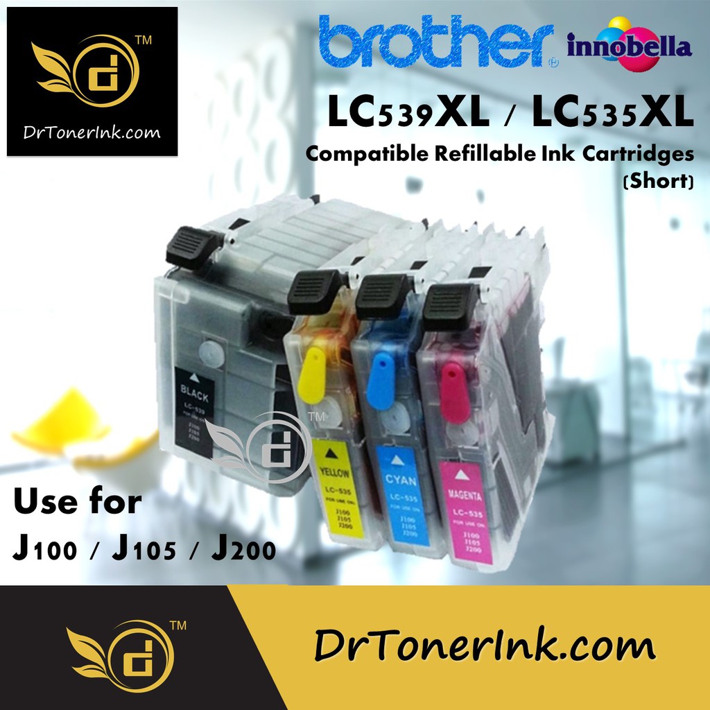 Brother Compatible Lc539xl Lc539 Lc535xl Lc535 Refillable Ciss Short Cartridge Dcp J100 J105 Mfc J200 By Drtoner Shopee Malaysia