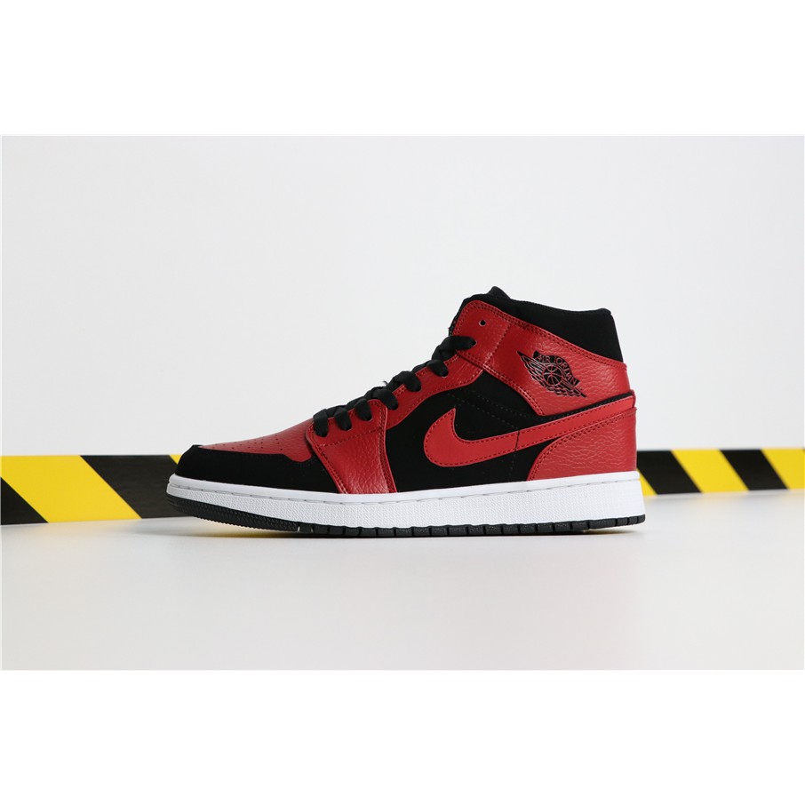 jordan 1 mid black gym red white