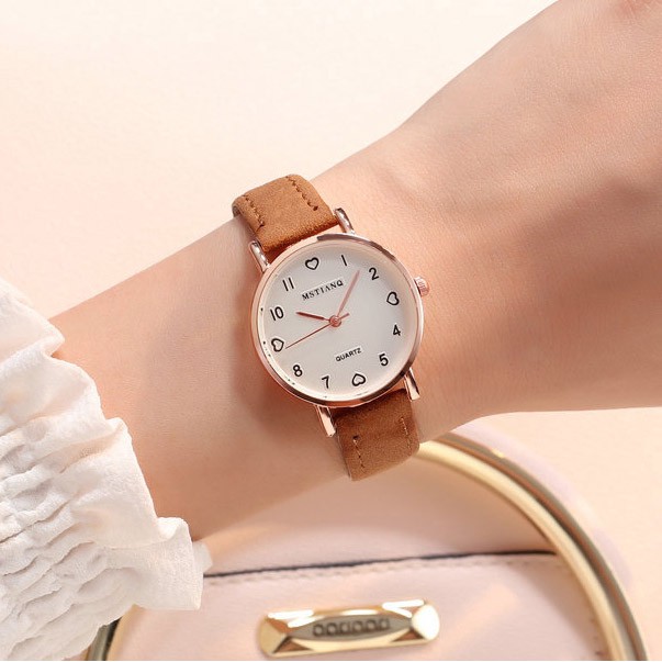 Jam Tangan Wanita Leather Strap Quartz Analog Korea Style Watches Women