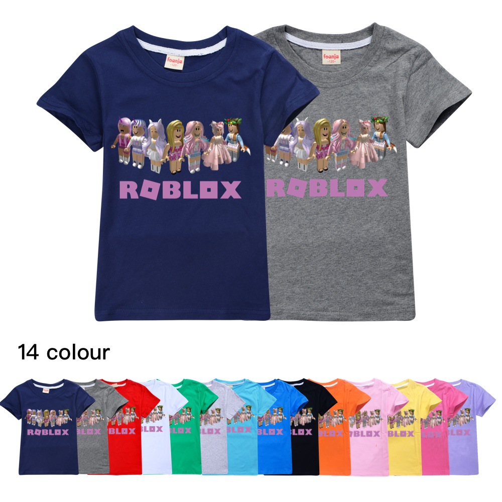 100% cotton 2020 Summer Ready Stock Kids ROBLOX shirt Baju Baby Girl ...