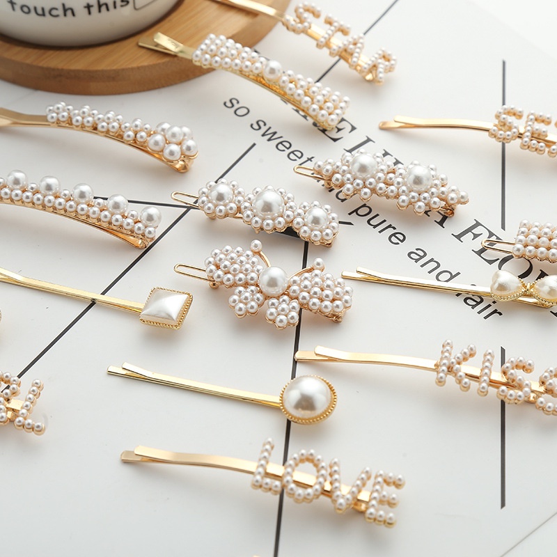Fashion Pearls Pin Hair Clips for Women Geometric Fashion Flower Barrettes Headwear Girls Sweet Hairpins Hair Accessorie