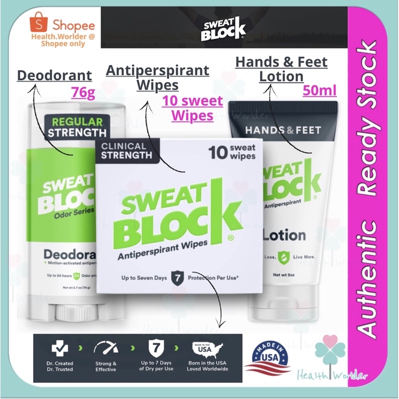 [Ready Stock] SweatBlock Deodorant / Antiperspirant Wipes