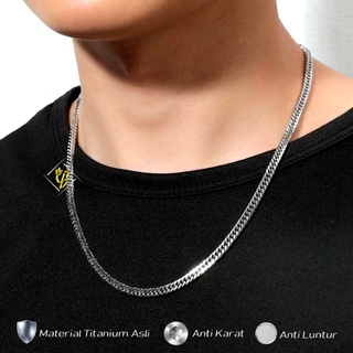 Titanium Necklace Men Anti Rust Color Silver Gold White Men Genuine Chain Rante Cool Flat Shopee Malaysia