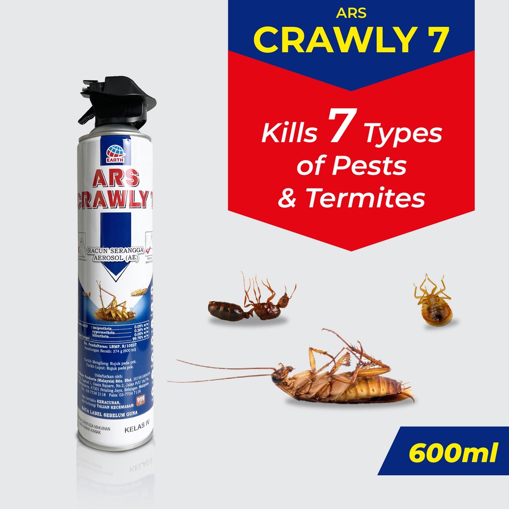 ARS Crawly 7 600ml Insects Killer Spray For Cockroach, Ant, Termite ...