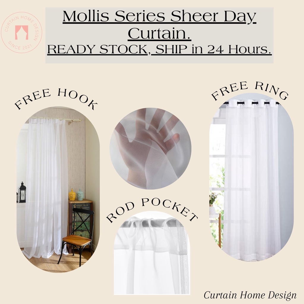 Jan 25 Payday Sale 2023 Langsir White Sheer Curtain Big size White